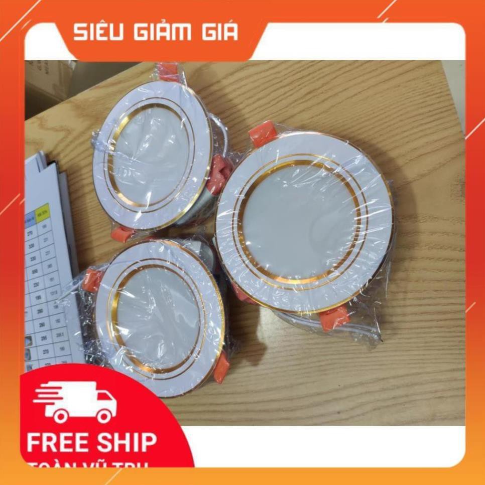 [Xả Kho]Combo 10 Đèn Âm Trần Đế đúcCAO CẤP Viền Vàng,Viền Bạc ( 3 Màu thay đổi) BẢO HÀNH 2 năm