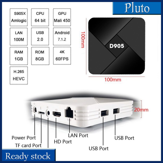 Hộp Trò Chơi Điện Tử Thông Minh D905 4k Amlgic S905 Kết Nối Wifi Tương Thích Với Android Tv Box