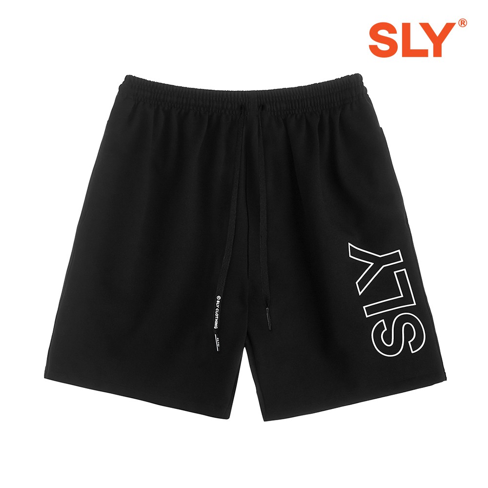 QUẦN SHORT VẢI PICIGEN SLY RUBBER LOGO ĐEN