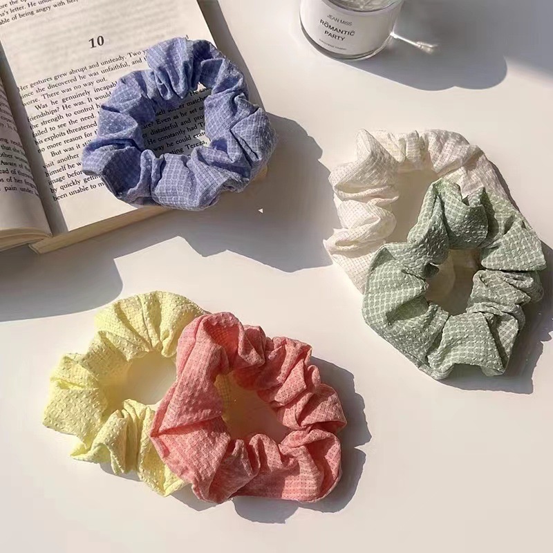 Dây Cột Tóc Vải Họa Tiết Kẻ Sọc Phong Cách Hàn Quốc Ngọt Ngào Dễ Phối Đồ DULA777