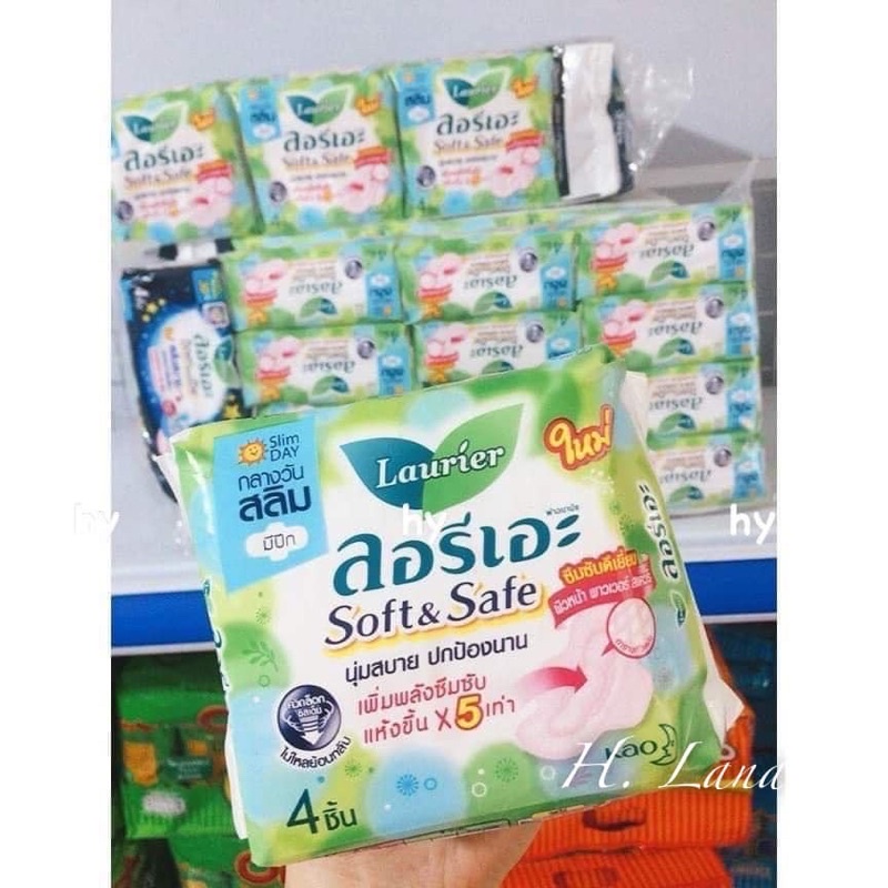 Lốc 13 Bịch Băng Vệ Sinh Ban ngày ban đêm Có Cánh Laurier Fresh Thái lan