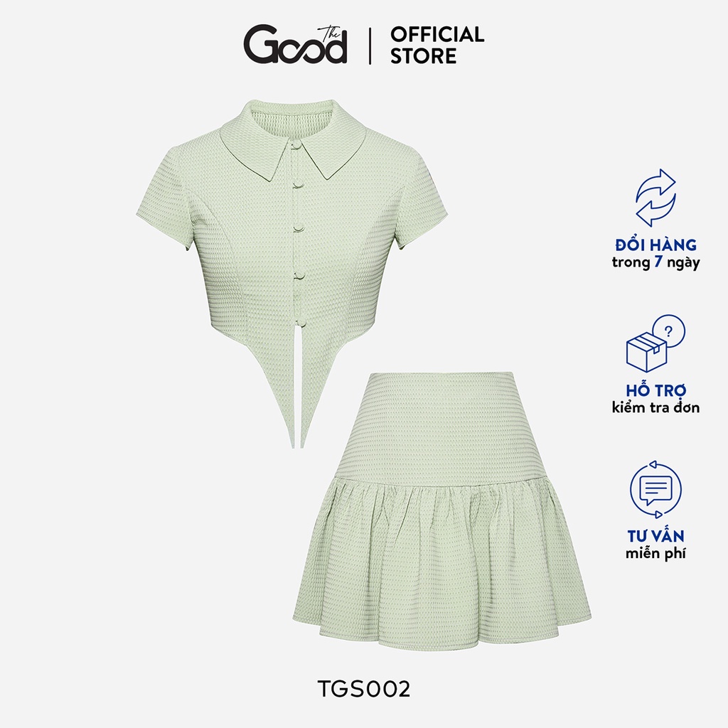 Áo Sơ Mi Croptop, Chân Váy Mini Đuôi Cá The Good