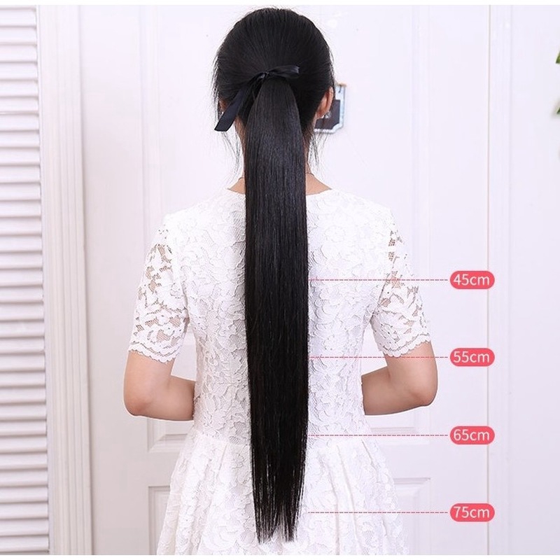 Tóc giả đuôi ngựa thẳng dài 4 màu sắc tùy chọn thời trang