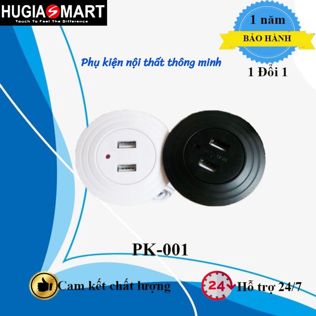 Sạc USB ⚡ Hugiasmart ⚡Sạc  gắn bàn làm việc 2 cổng usb tiện lợi