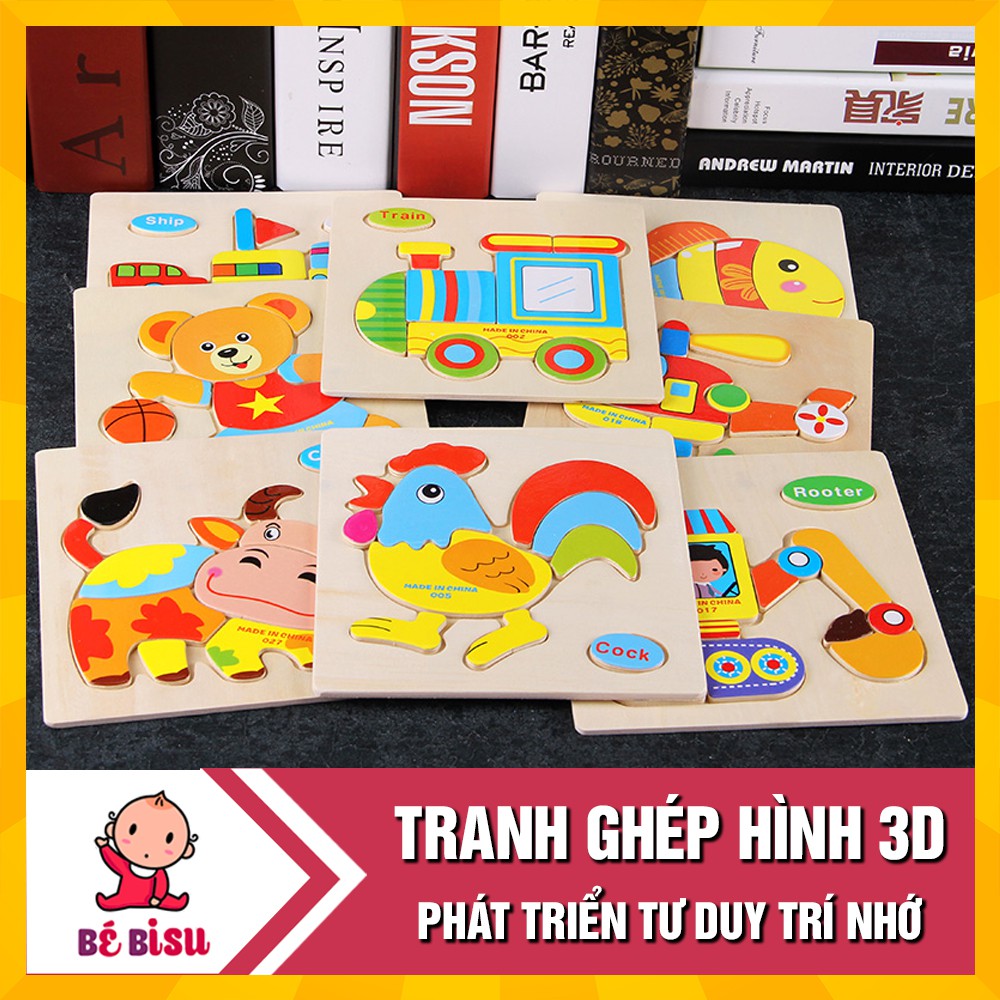 Đồ chơi Tranh ghép gỗ nổi 3D phát triển tư duy cho bé