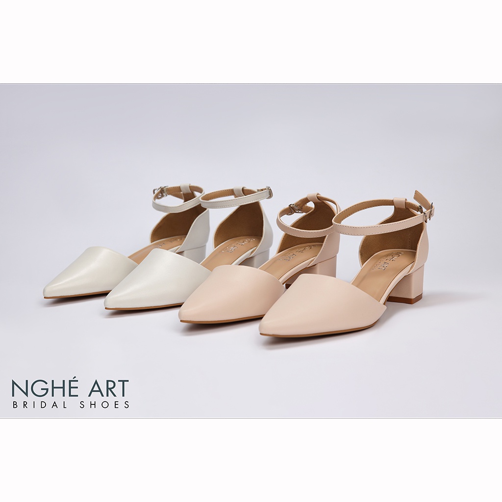 Giày cưới Nghé Art basic bít mũi quai hậu 211 nude