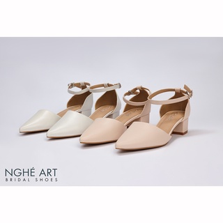 Giày cưới Nghé Art basic bít mũi quai hậu 211 nude
