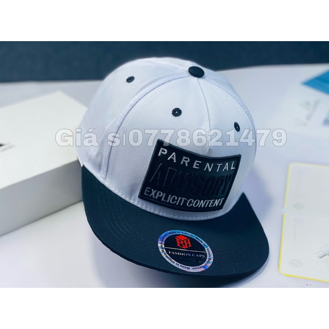Mũ lưỡi trai snapback thêu mạc vuông phối màu phong cách sành điệu - Nón hiphop thời trang nam