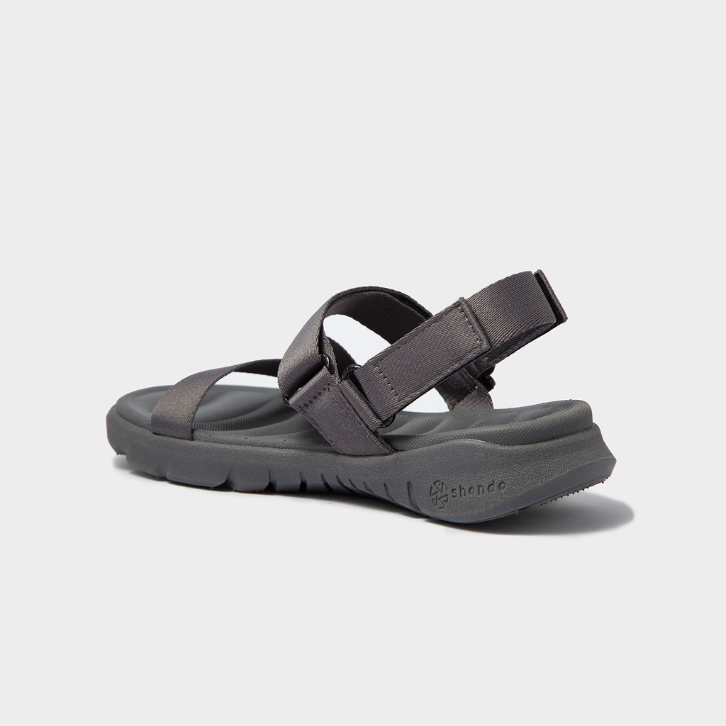 Giày sandal Shondo nam nữ đi học F6 đế bằng xám full F6S202