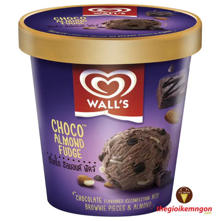 Kem hộp socola hạnh nhân Wall's Selection Choco Almond 750ML