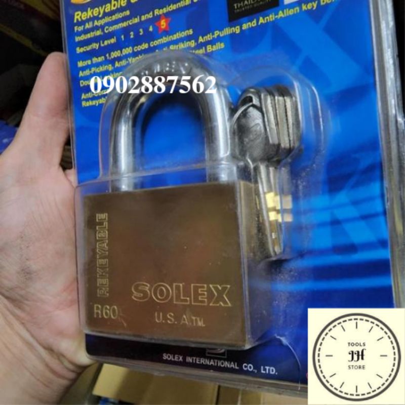 ổ khóa 60mm solex đồng thau hàng chính hãng thái lan