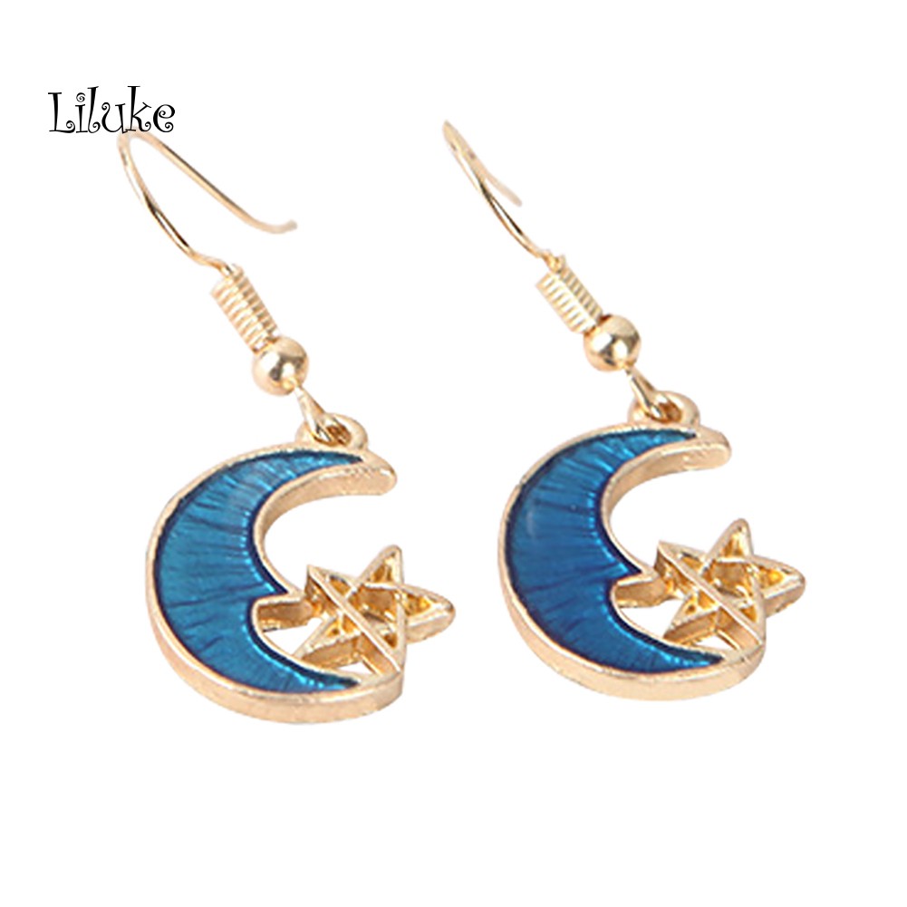 Đôi Khuyên Tai HìNh MặT Trăng Ngôi Sao ThờI Trang Cho Nữ