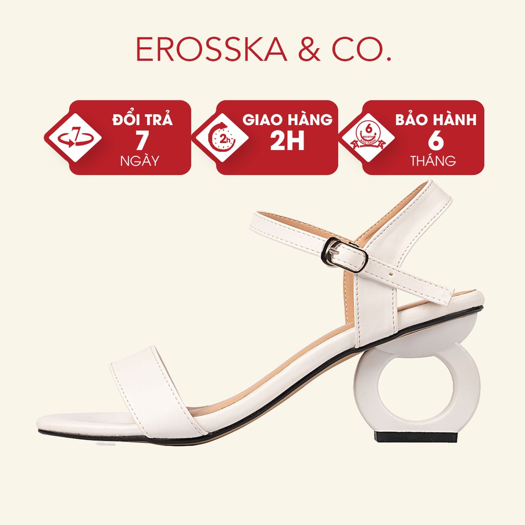 Giày sandal cao gót Erosska hở mũi phối dây cao 5cm màu trắng _ EB009