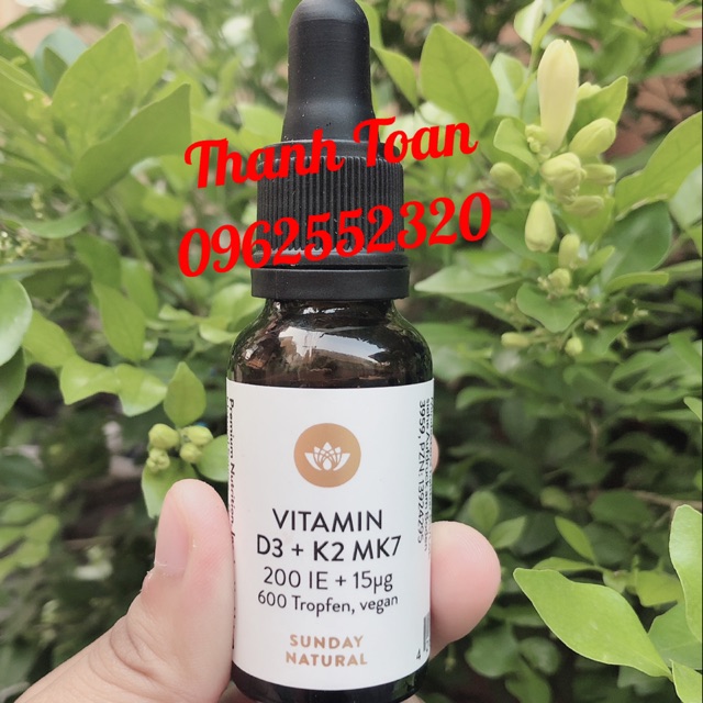 Vitamin D3 K2 Sunday Natural D3 K2 MK7, Đức (20ml dạng giọt) tăng hấp thu canxi vào xương, răng cho trẻ sơ sinh - 4 tuổi