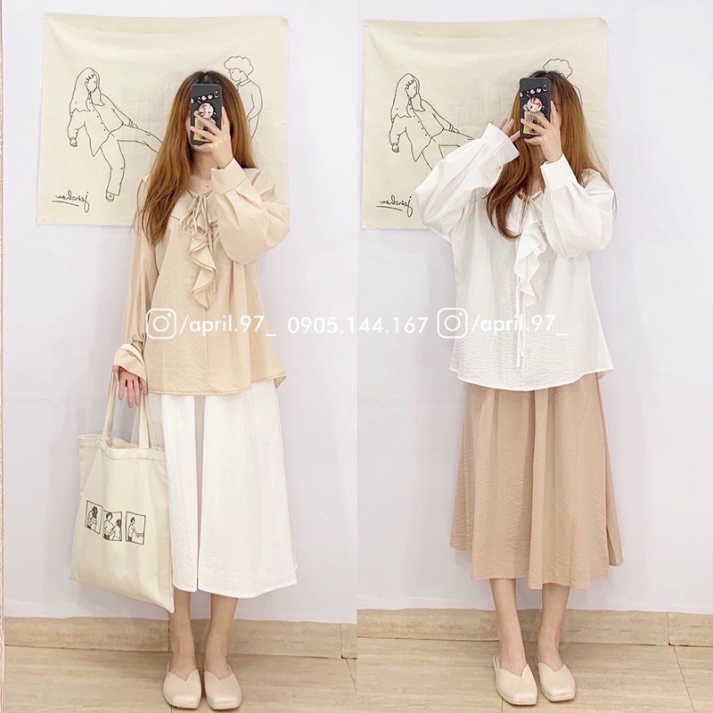 Chân Váy Ulzzang Vải Đũi Xước Phong Cách Vintage