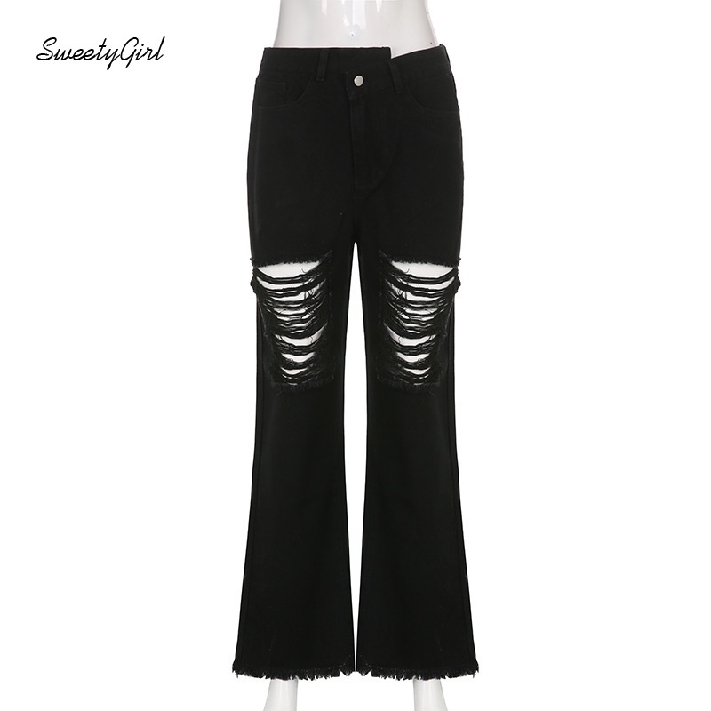 Quần Jean Ống Loe Lưng Thấp Màu Trơn Thời Trang Cho Nữ 2022