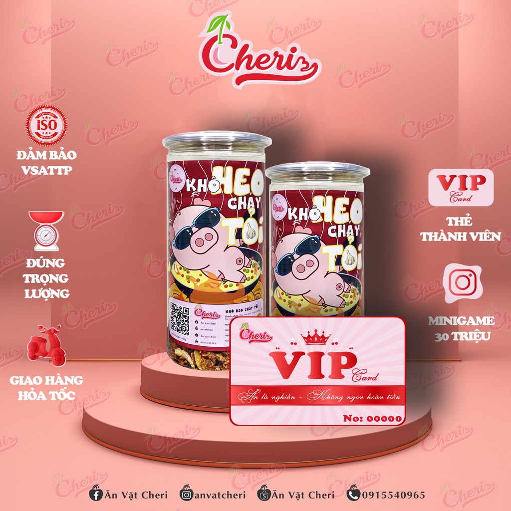 Khô Heo Cháy Tỏi Cay Công Thức Độc Quyền Cheri Food 300g Thơm Ngon Đậm Vị Ăn Là Nghiền - Đồ Ăn Vặt