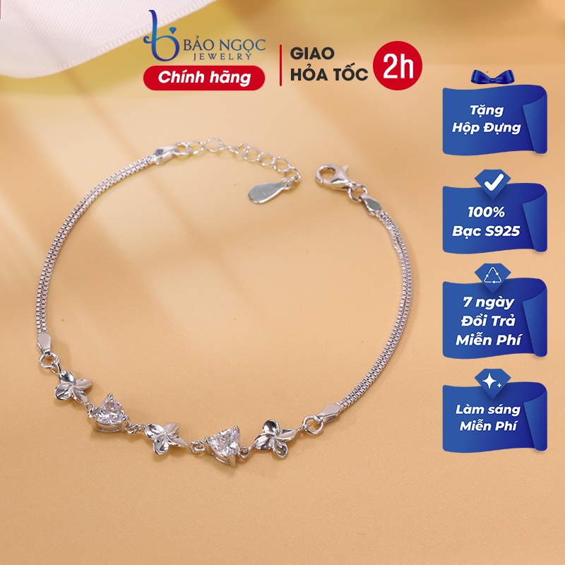 Vòng Tay Nữ Bạc S925 Cao Cấp Cỏ 4 Lá May Mắn Mix Đá Lấp Lánh Sang Trọng LT2771 - Bảo Ngọc Jewelry