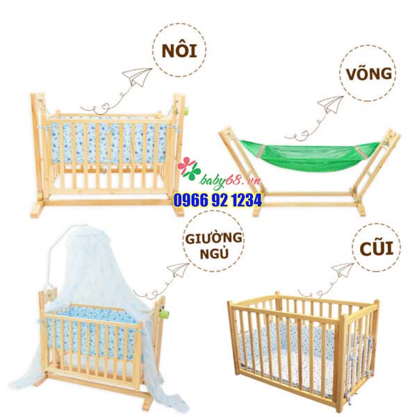Nôi võng điện tự động Vinanoi VNN301 - Vừa Làm Nôi Tự Động Vừa Làm Giường Vừa Làm Cũi Vừa Chuyển Thành Võng