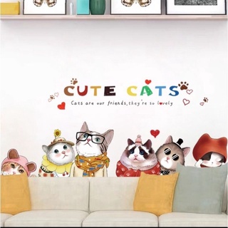 decal dán tường mèo cute và đèn hope