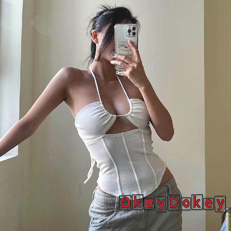 Áo Croptop Hai Dây Không Tay Hở Lưng Màu Sắc Thời Trang Cho Nữ