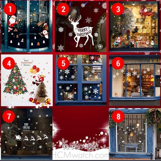 Decal trang trí Giáng Sinh Noel, hình ảnh tuyết rơi, Ông già Noel, tuần lộc, cây thông