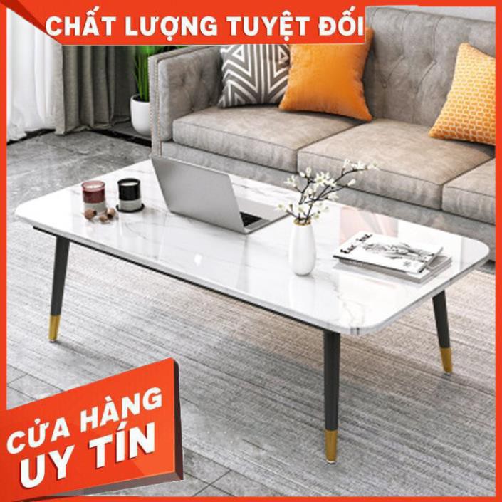 💥Giá rẻ💥 Bàn sofa phòng khách 1m2*60cm mặt gỗ mạ vân đá phủ bóng BAT022