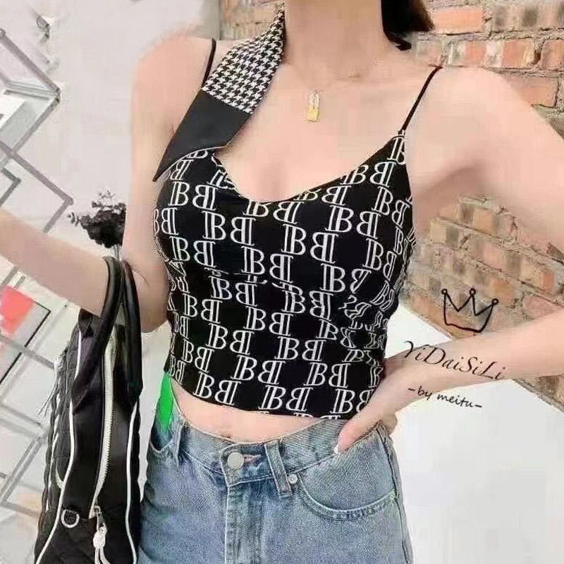 Áo hai dây in chữ phong cách thời trang đường phố Hàn Quốc | BigBuy360 - bigbuy360.vn