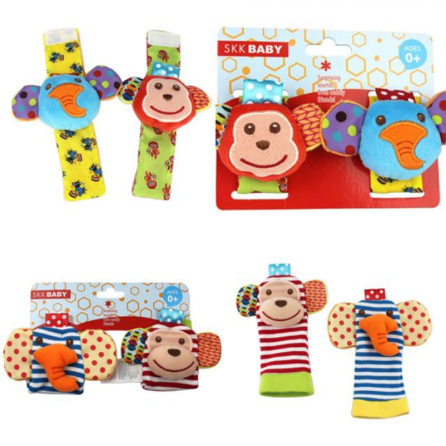 Xúc xắc cho bé vải an toàn gặm không rụng lông lục lạc thú bông đeo tay/chân tai xột xoạt HALIBABY LL14