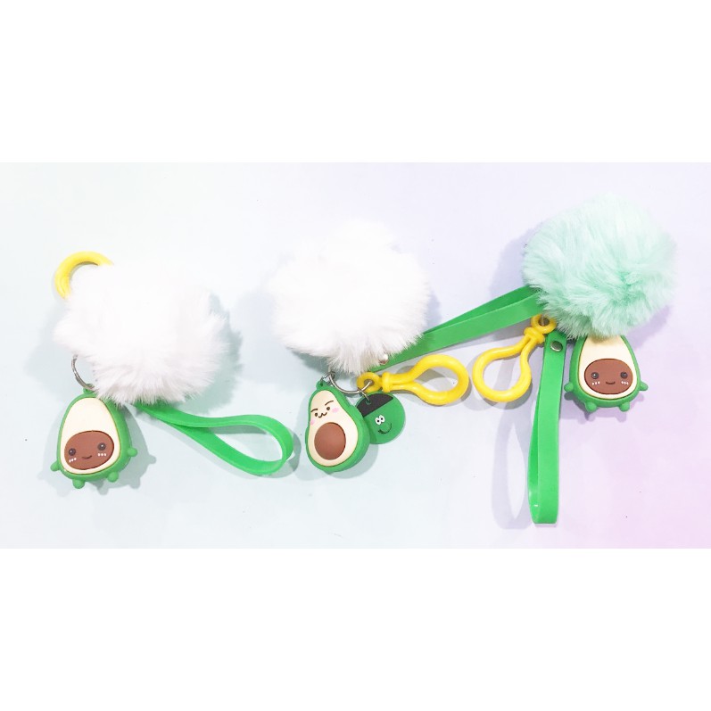 Móc khoá quả bơ kèm quả bông MKB17 avocado unicorn