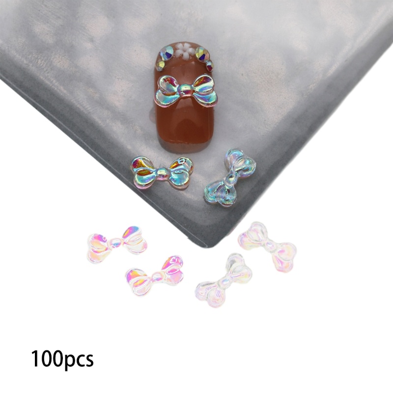 Set 200 Phụ Kiện Nơ 3D Nhiều Màu Trang Trí Móng Tay Nghệ Thuật
