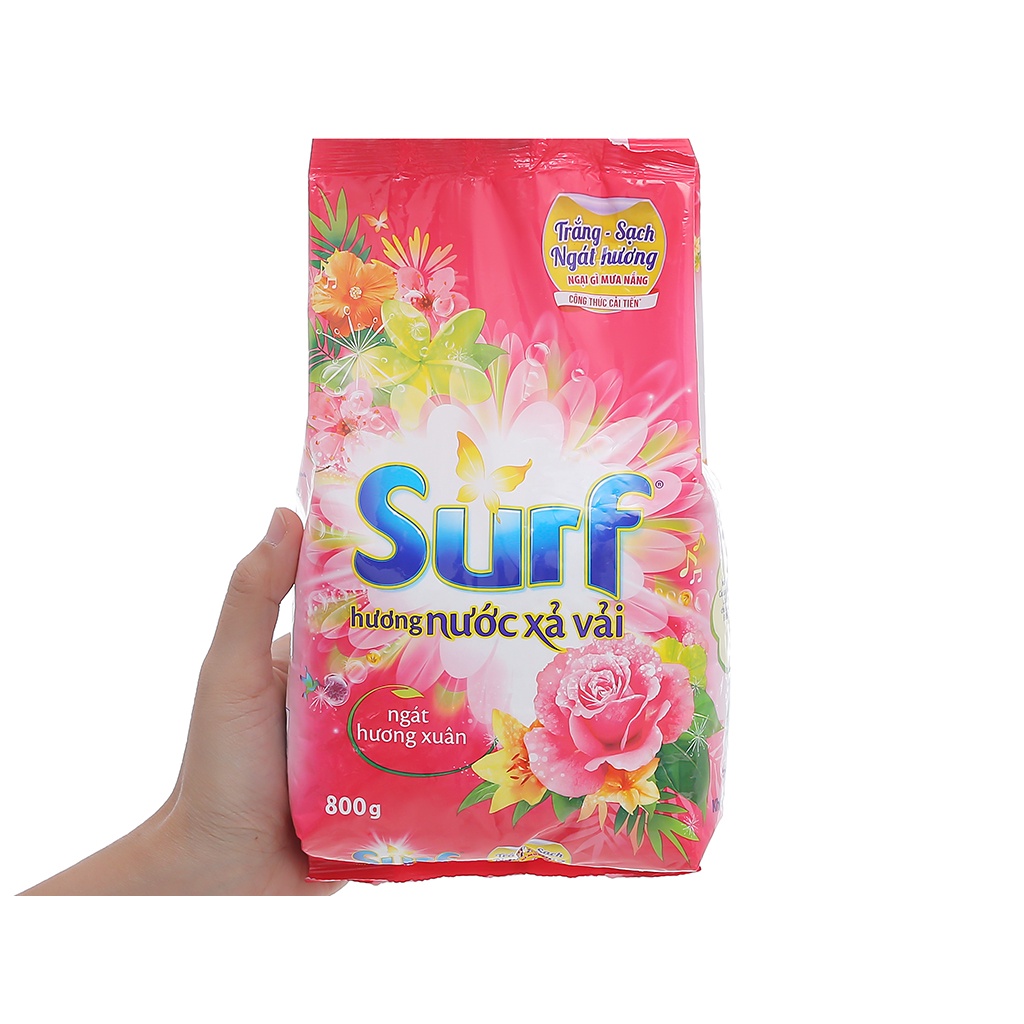 Xà bông giặt đồ Surf - Bột giặt surf 800g Tặng 1 bịch tăm bông đầu nhỏ