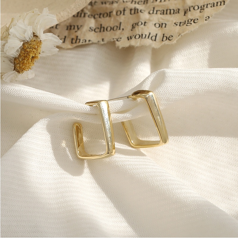 Khuyên Tai Kim Loại Hình Vuông Phong Cách Hip hop Hàn Quốc Cá Tính