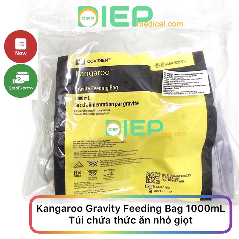 ✅ KANGAROO - Túi chứa thức ăn nhỏ giọt để nuôi ăn qua sonde hoặc truyền cafe súc ruột (hãng Covidien - Mỹ)