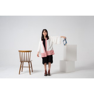 Áo Kimono Haori Hoa đào (thắt nơ ở lưng áo)