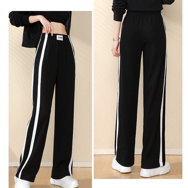 Quần dài nữ ống rộng lưng cao thời trang năng động