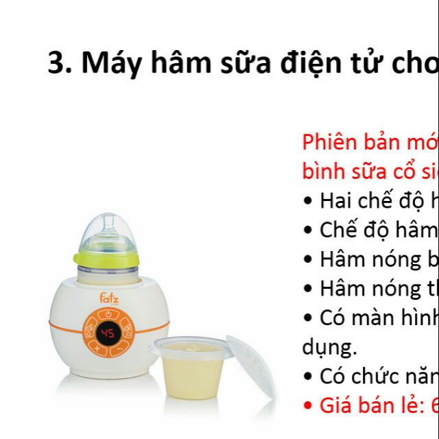 Máy hâm sữa điện tử Fatzbaby FB3028sl dùng được cho mọi loại bình