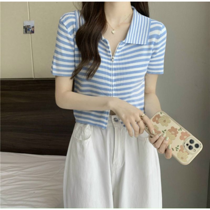 Áo thun Sọc cổ bẻ khoá kéo 2 ĐẦU cực chất (A15)