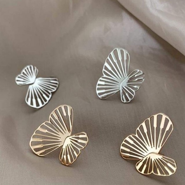 Khuyên tai bạc 925 khuyên hồ điệp cánh dời tự tạo kiểu dáng đeo theo phong cách