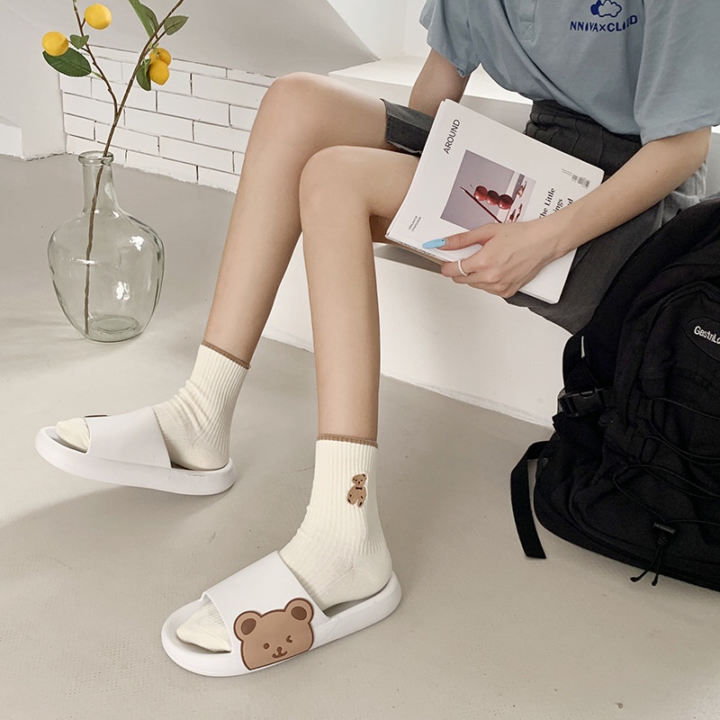 JY373-C3  - Dép cao su in hình bé gấu hướng ngoài, dép xinh hàng order giá hạt dẻ