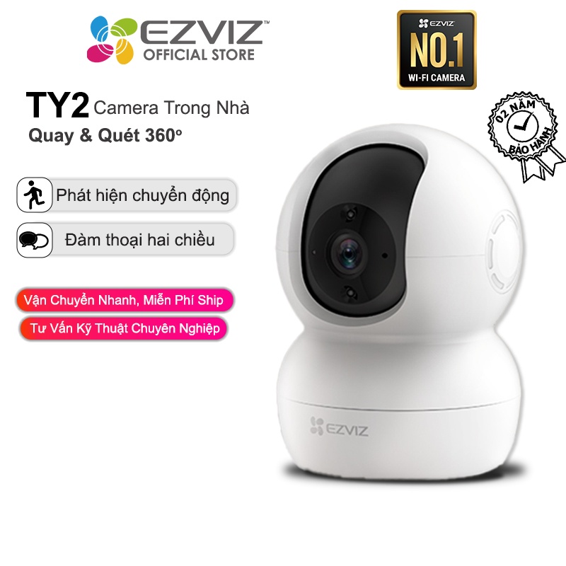 Camera WI-FI Trong nhà EZVIZ TY2-1080P, Smart IR Quan Sát Ban Đêm 10m, Đàm Thoại 2 Chiều, Theo Chuyển Động Thông Minh