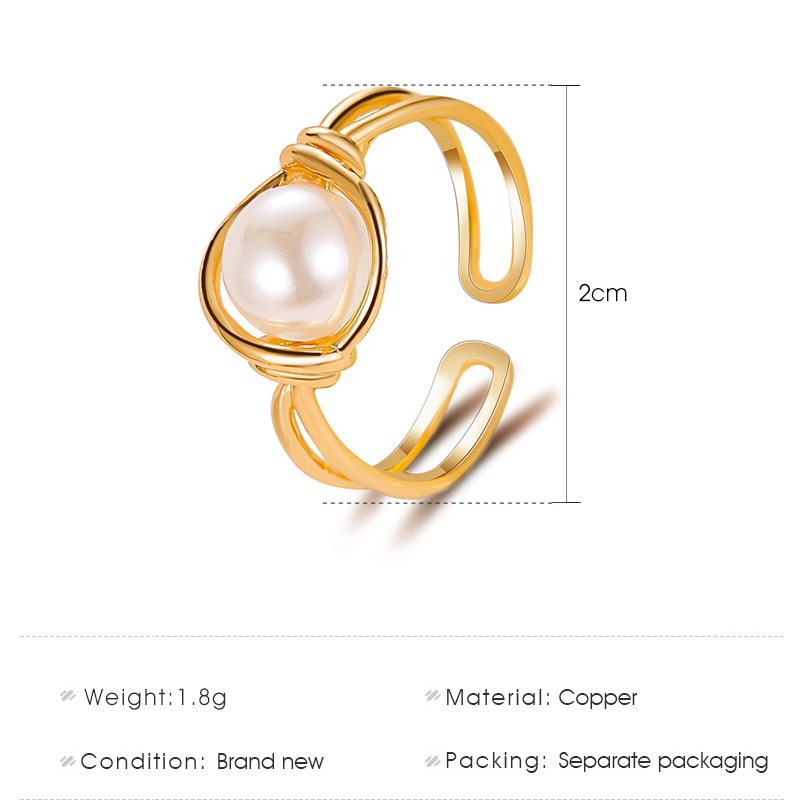 Nhẫn hở đính ngọc trai giả thiết kế hợp thời trang