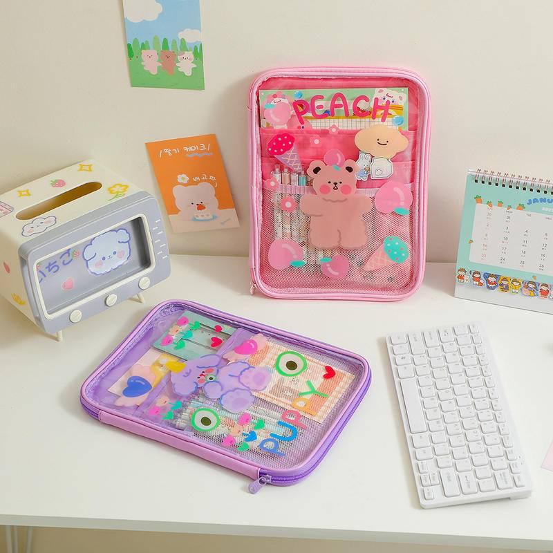 Túi đựng máy tính bảng ipad 11 inch bằng PVC trong suốt in họa tiết hoạt hình dễ thương