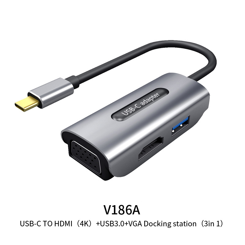 Đầu Chuyển Đổi 4k Uhd 1080p 3 Trong 1 Type C Sang Vga Hdmi Cho Macbook / Dell (fmy)