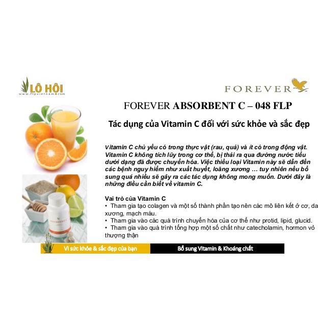 [GIÁ RẺ] Viên Vitamin C Lô Hội Forever Absorbent_C #048Flp. 100 viên/lọ