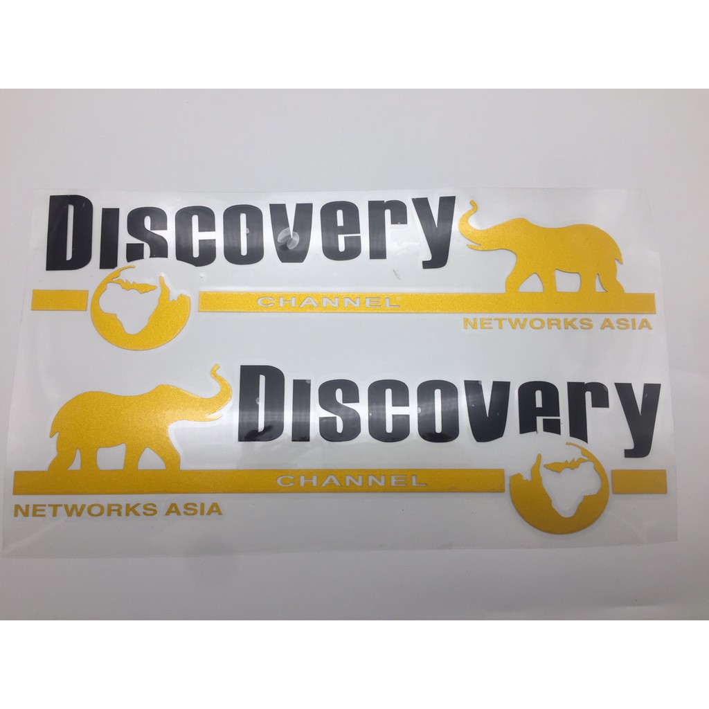 Set 2 decal DISCOVERY CHANNEL đen trắng phù hợp mọi loại xe