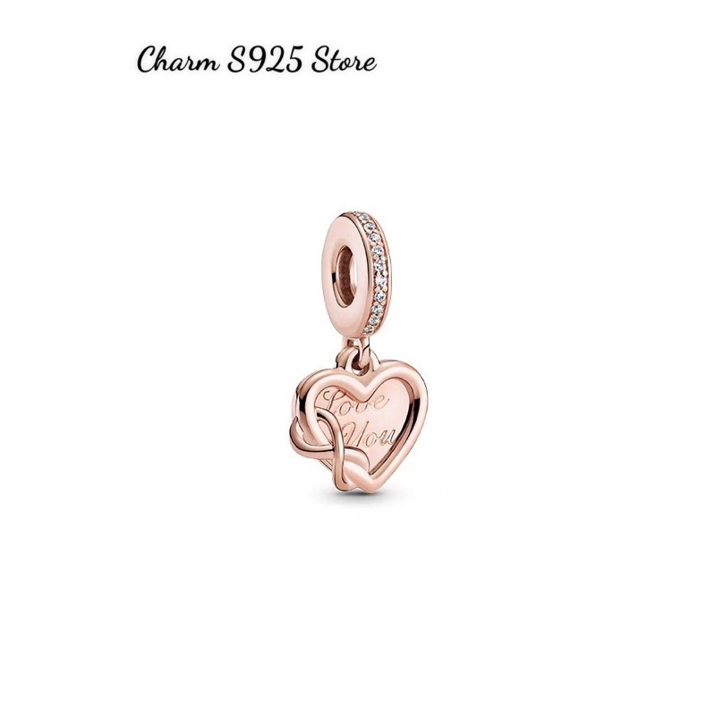 charm pan treo trái tim vàng hồng bạc s925 cao cấp