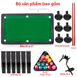 Bàn Bi a Mini Bàn Bida Mini Cho Bé  Cỡ Lớn Hàng Cao Cấp 15 bi Đánh Số - Mặt bàn Phủ Nỉ  2 Gậy Chọc