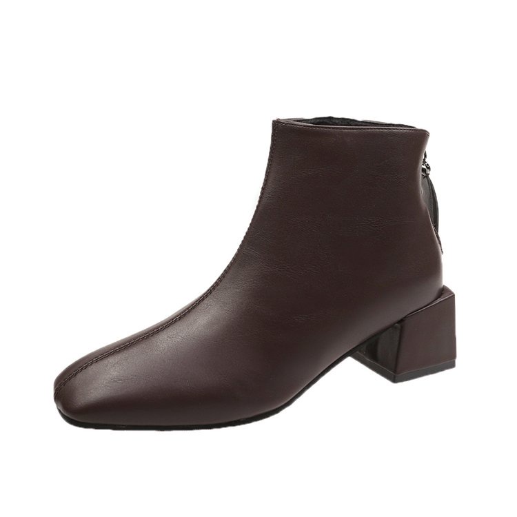 Giày bốt mũi vuông màu trơn thời trang cho nữ | BigBuy360 - bigbuy360.vn