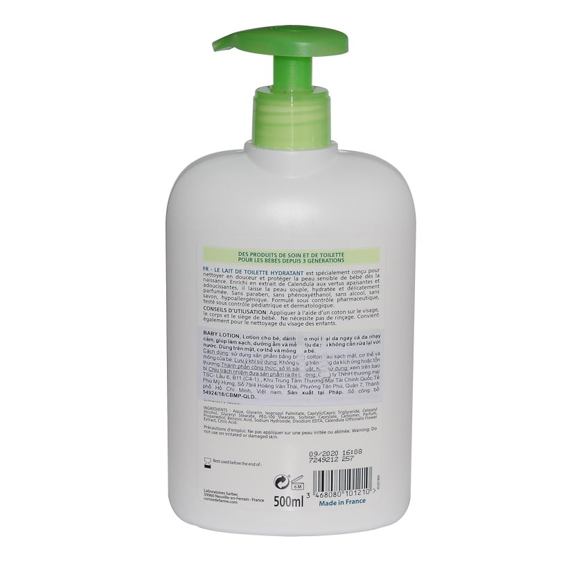 Sữa dưỡng thể cho bé CORINE DE FARME BABY LOTION dưỡng ẩm an toàn cho bé yêu - 500ml